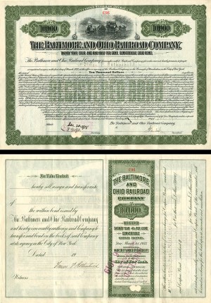 Baltimore and Ohio Railroad Company Issued to and Signed by Simon Rothschild
